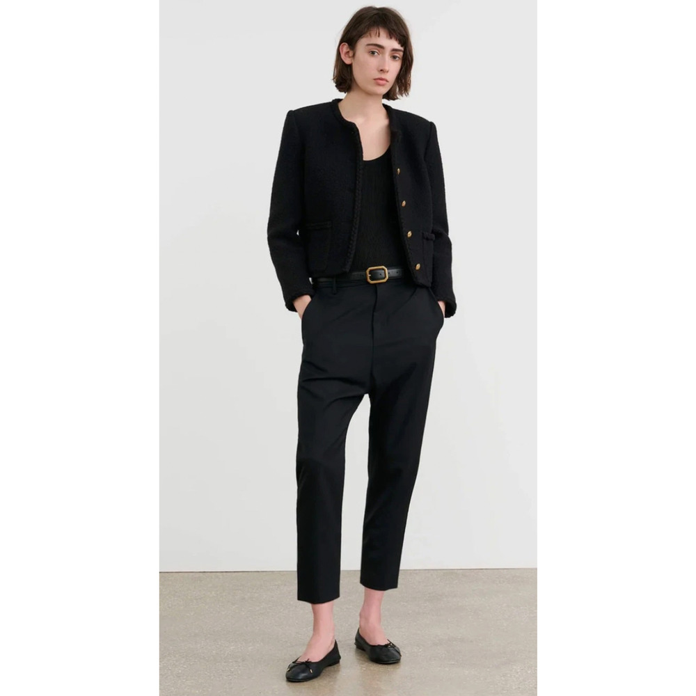 Nili Lotan 4 Paris Pants $495 Drop Crotch Slouchy Dress Trousers Crop Black - Picture 5 of 10